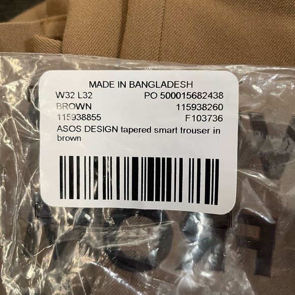 ASOS DESIGN tapered smart pants in ecru
32x32 dark brown color - Picture 3 of 8